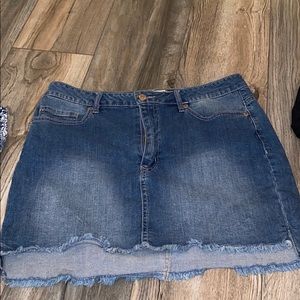 Medium to dark wash denim skirt